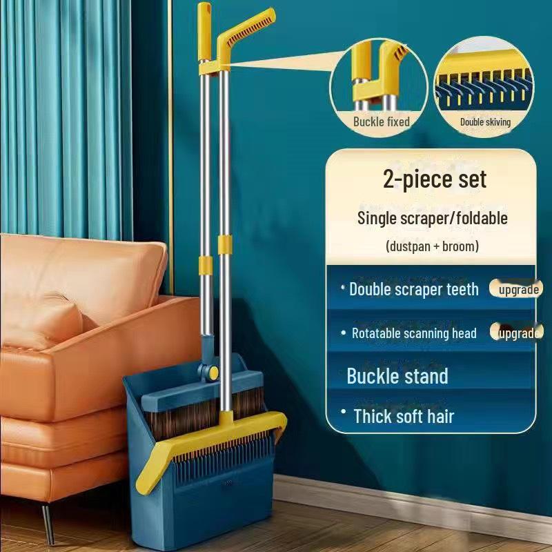 Набор из мягкой щетины, метлы и совок для мусора с антипригарным покрытием и скребком