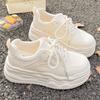 Little White Shoes Women's 2025 New Breathable Thick-soled Heightening Board Shoes Versatile with Wide-leg Pants Are Not Tired and Light Casual Shoes