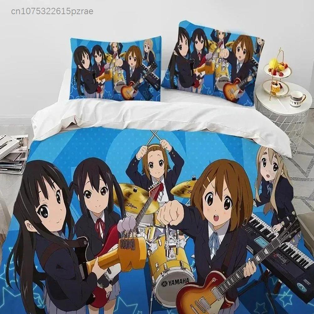 K-ON Мультфильм Милые Лолита Каваи Девушки Комплект Постельного Белья С Наволочкой Пододеяльник Мягкий Размер Queen King Постельное Белье Дом