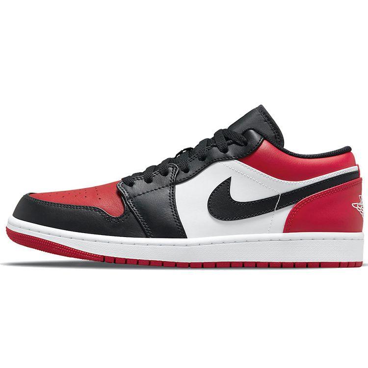 Мужские кроссовки Air Jordan 1 Low Bred Toe Gym-Red Black White 553558-612