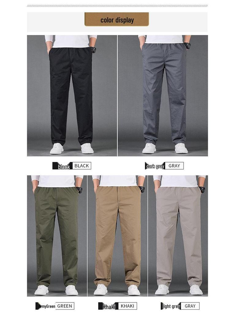 Men's Pure Cotton Cargo Pants - Loose Fit, Straight Leg, Plus Size, Spring/Autumn Style