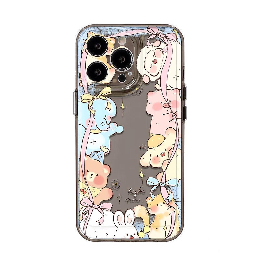 Забавный масляный мишка подходит для чехла на телефон Apple iPhone17promax 16 14/13 прозрачный 15pro со всех сторон.