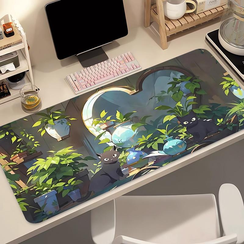 Kawaii Black Cat Silicone Soft Gaming Mouse Pad Large Keyboard Pad Topographic Mouse Pad For Keyboard With AntiSlip Tablemat