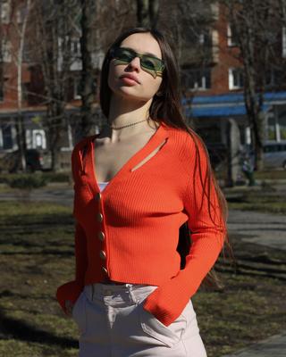 Лонгслив QU Style 220109 Оранжевый
