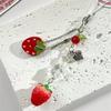Sweet Strawberry Beaded Mobile Phone Chain Rope Keychain Pendant Lanyard Keyring Bag Hanging Ornament Girly Backpack Charm Gifts