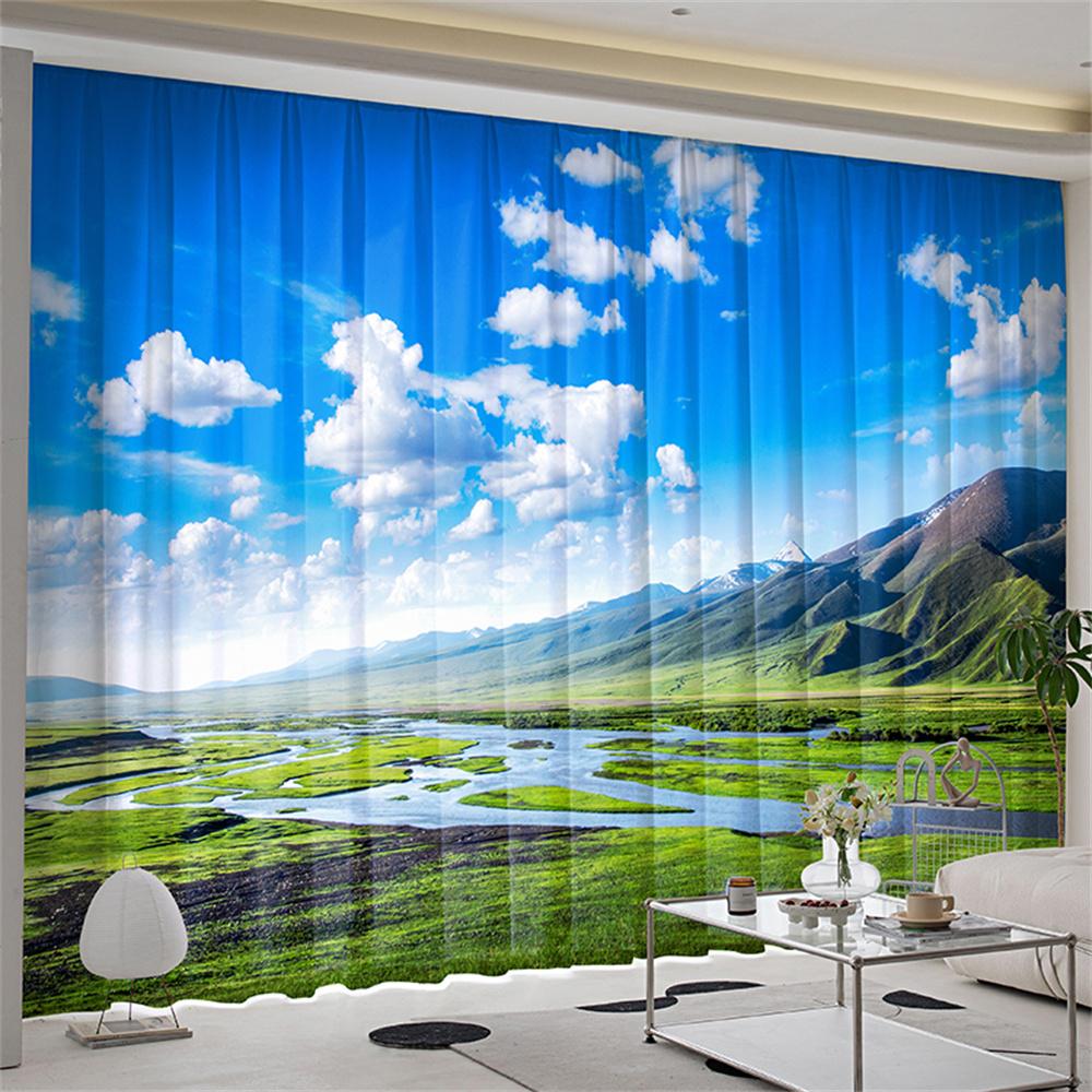 Природный пейзаж лесной пейзаж газон дерево оконные шторы жалюзи для гостиной спальни ванной комнаты кухни двери домашнего декора2 шт.