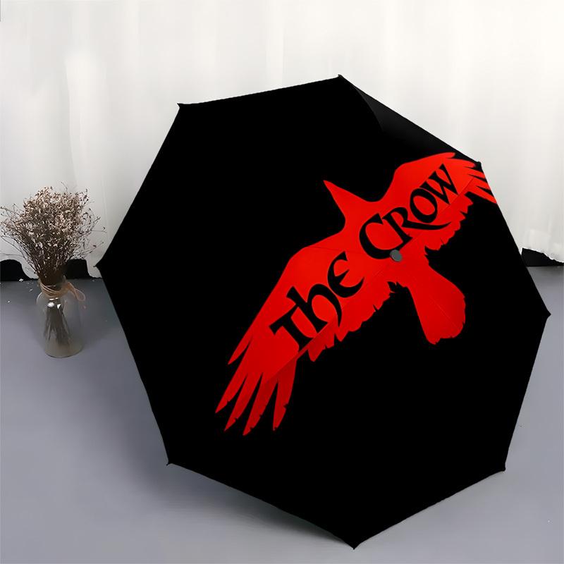 1pc The Crow Automatic Umbrella | Portable Foldable 8-Rib Manual Open, Cute Halloween & Christmas Gift for Outdoor, Casual Accessory, Durable Canopy y