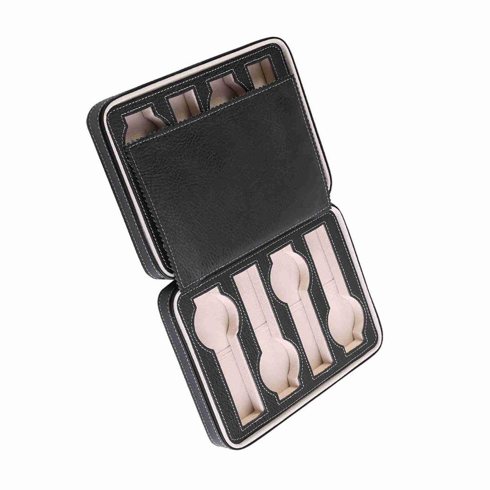 Zippered Design Watch Storage Box PU Leather,Cardboard Travel Watch Case Travel Use