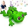 Tipmant Милая Электрическая Лягушка Животное Игрушка Электронный Транспортное Средство Машина Ползающая, Подвижные Глаза и Ноги, Играет Музыку, Мигает Огнями, День Рождения Малыша Малыша Детей