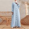 Women Autumn Muslim Baggy Long Dress Abaya Kaftan Full Sleeve Solid Oversized Maxi Sundress