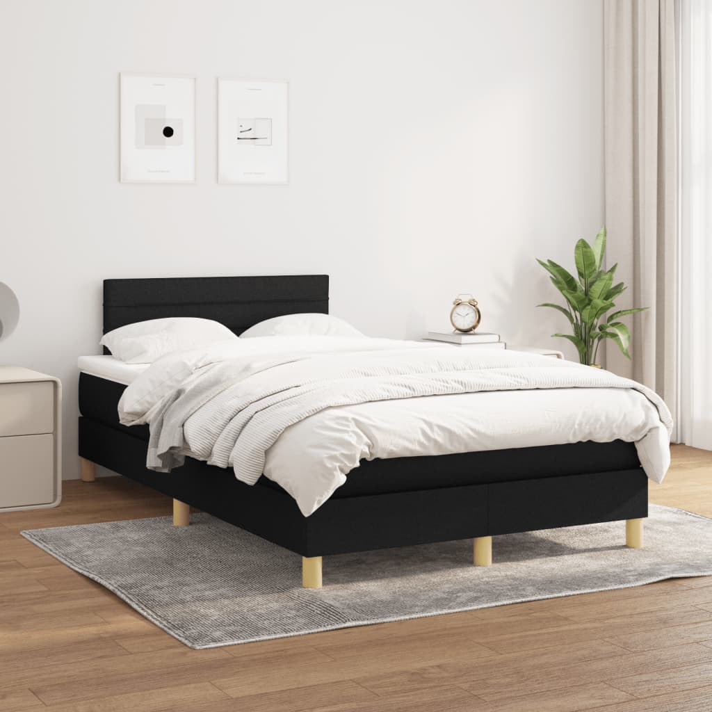 Box Spring Bed with Mattress Black 120x190 cm Fabric