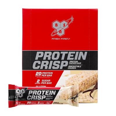 Протеиновый батончик Protein Crisp с высоким содержанием белка, вкус Ванильный Зефир, 12 батончиков