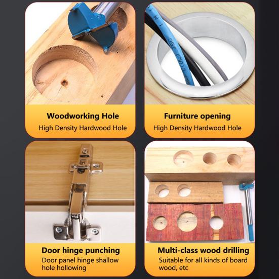 Резчик для отверстий Легко носить с собой Низкий уровень шума Плавное открытие Точное позиционирование Конструкция с тремя лезвиями Деревообработка Кольцевая пила Столярные принадлежности