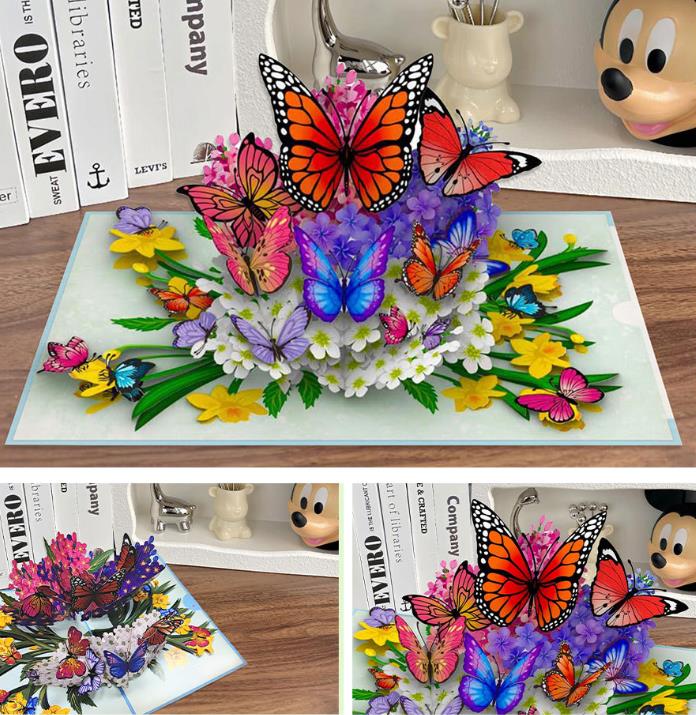 Creative Color Printing 3D Butterfly Greeting Card Fragrance Butterfly Cards 3d Popup Greeting Card Luxury Holiday Greeting Card