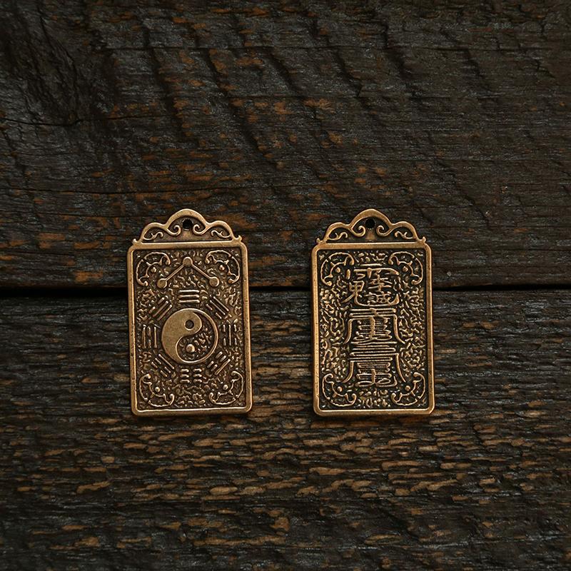 1Pc 2024 Year Of The Dragon Tai Sui Fu Dragon Year Card Pendant Brass Keychain Feng Shui Zodiac Peace Protect Body Pendant