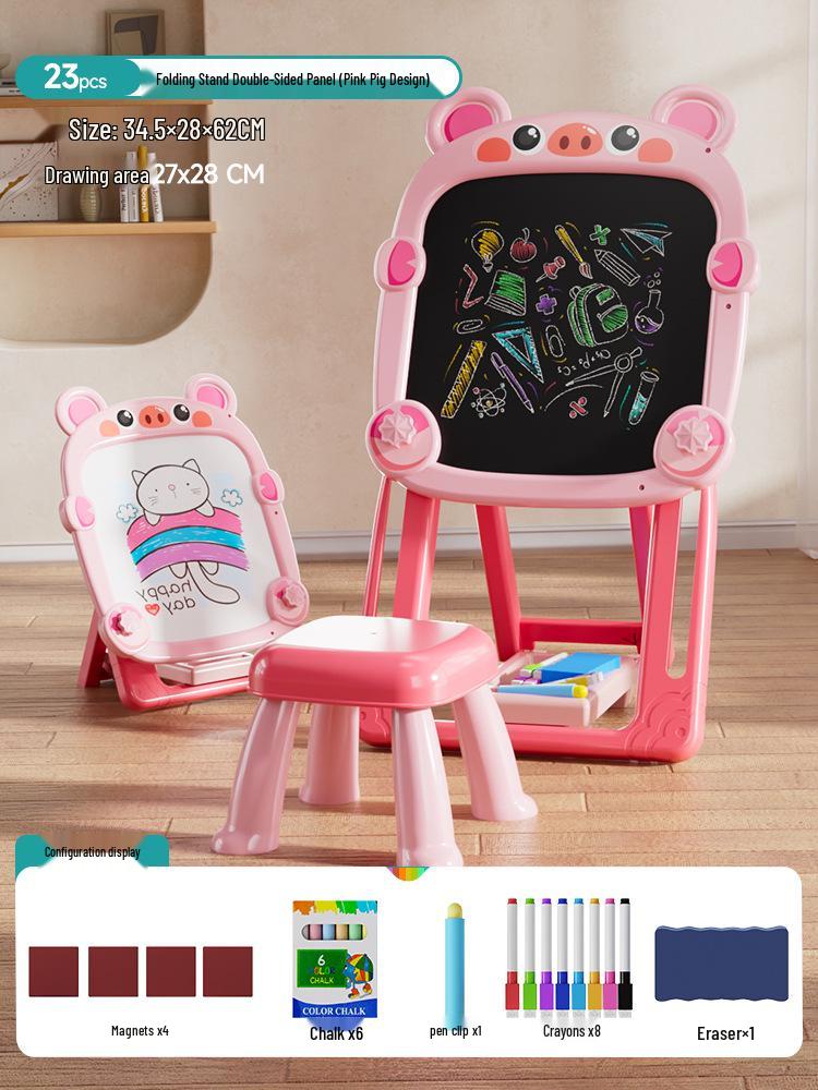 Детский двухсторонний мольберт для рисования и письма с мелками