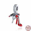 Pandach 100 %Real 925 Strerling Silver Charms Fit Original Bracelet Red High Heel Beads Diy Jewelry For Women Cmc457