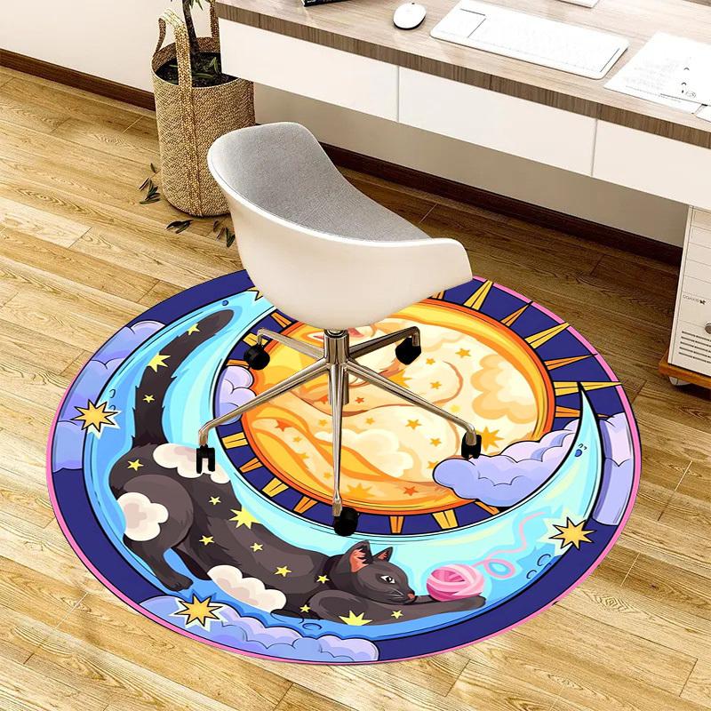 1pc Office Carpet Chair Mats Starry Night Cats Moon Perfect for Decorating Office Chairs, Living Rooms, Or Bedrooms.YDT035