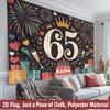 Happy 65th Birthday, 1pc Polyester Party Backdrop Banner, Photo Booth Background, Wall Decor