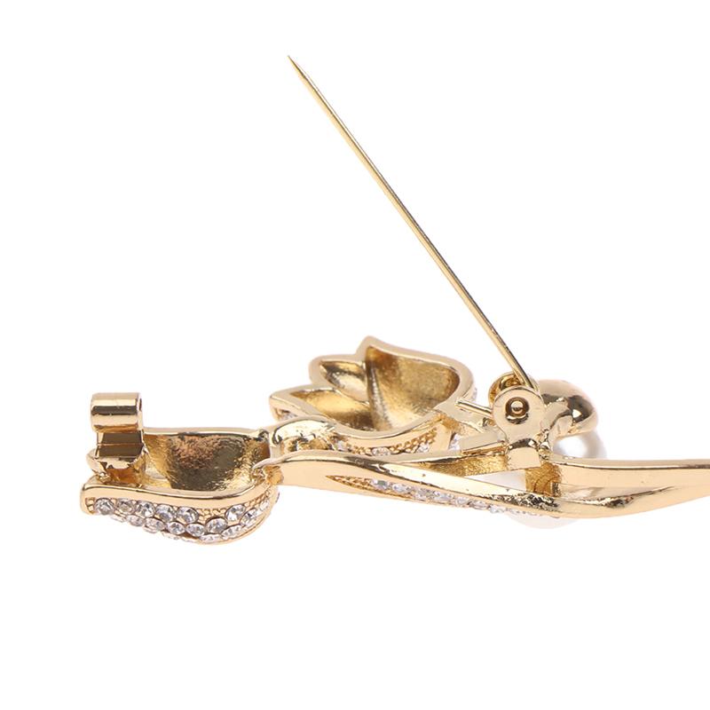 1Pc Brooch Rhinestone Tulip Flower Brooch Anti-glare Suit Brooch Collar Pin Jewelry