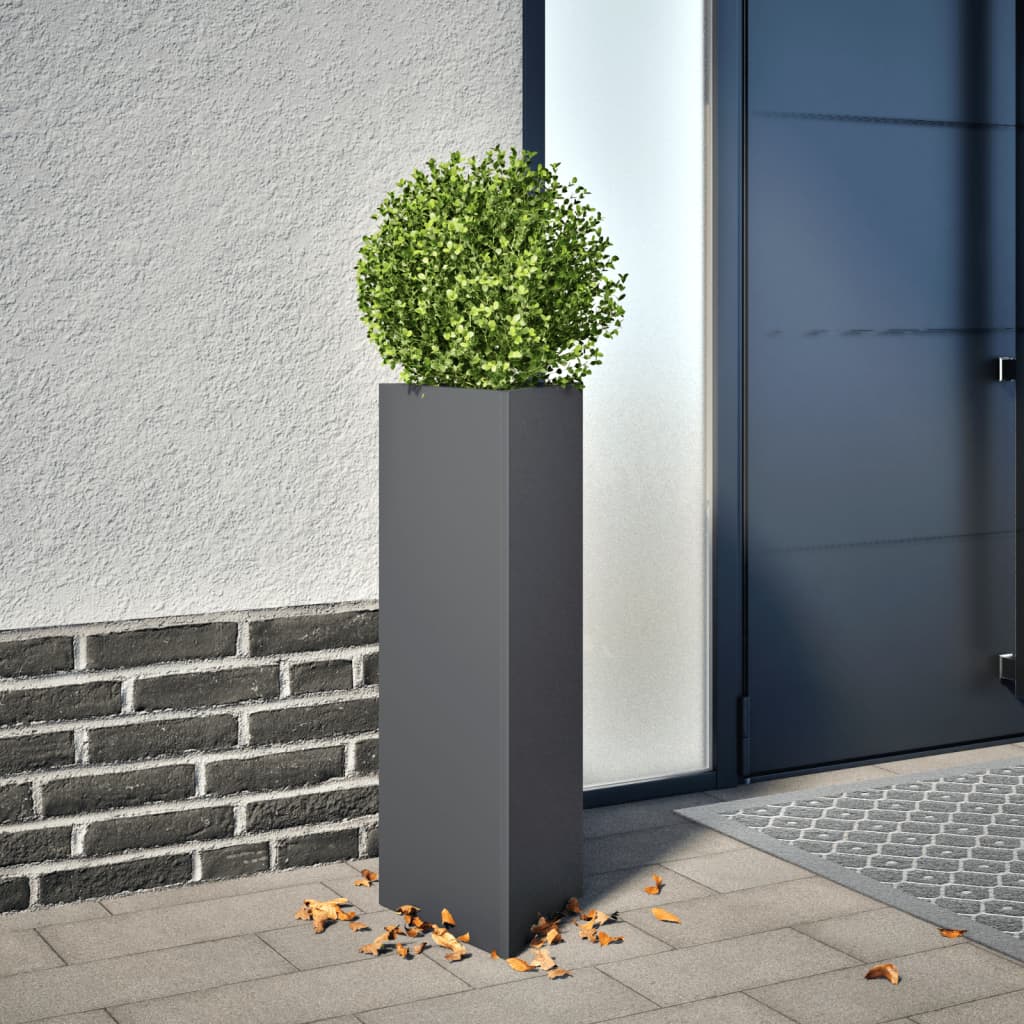 Plant Pot Anthracite Triangular 30 x 26 x 75 cm Steel