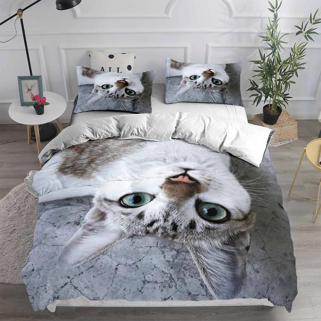 Cartoon Pet Cat Bedding Set Adults Children Winter Duvet Cover Sets Kids,twin Full Queen King Bedroom Set Home Housse De Couette