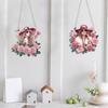 2Pcs Girl Theme 2D/Flat DIY Rhinestone Diamond Art Window Pendants Crystal Painting Ornament Window Hanging Art for Home Decor
