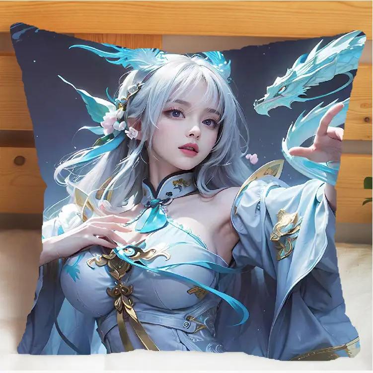 Arena of Valor Honor of Kings Xi Shi Подушка и наволочка Чехол для подушки-подушки Двусторонняя печать Плюшевые декоративные подушки 40x40см