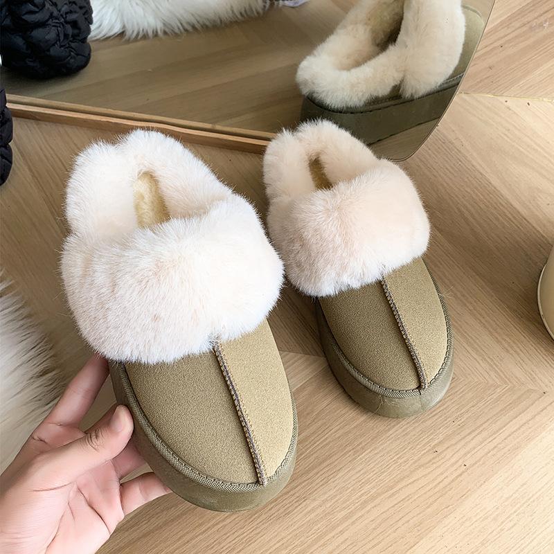 Зимняя женская плюшевая хлопчатобумажная обувь. Модная женская обувь на плоской подошве. Кожаные женские короткие сапоги с мехом.