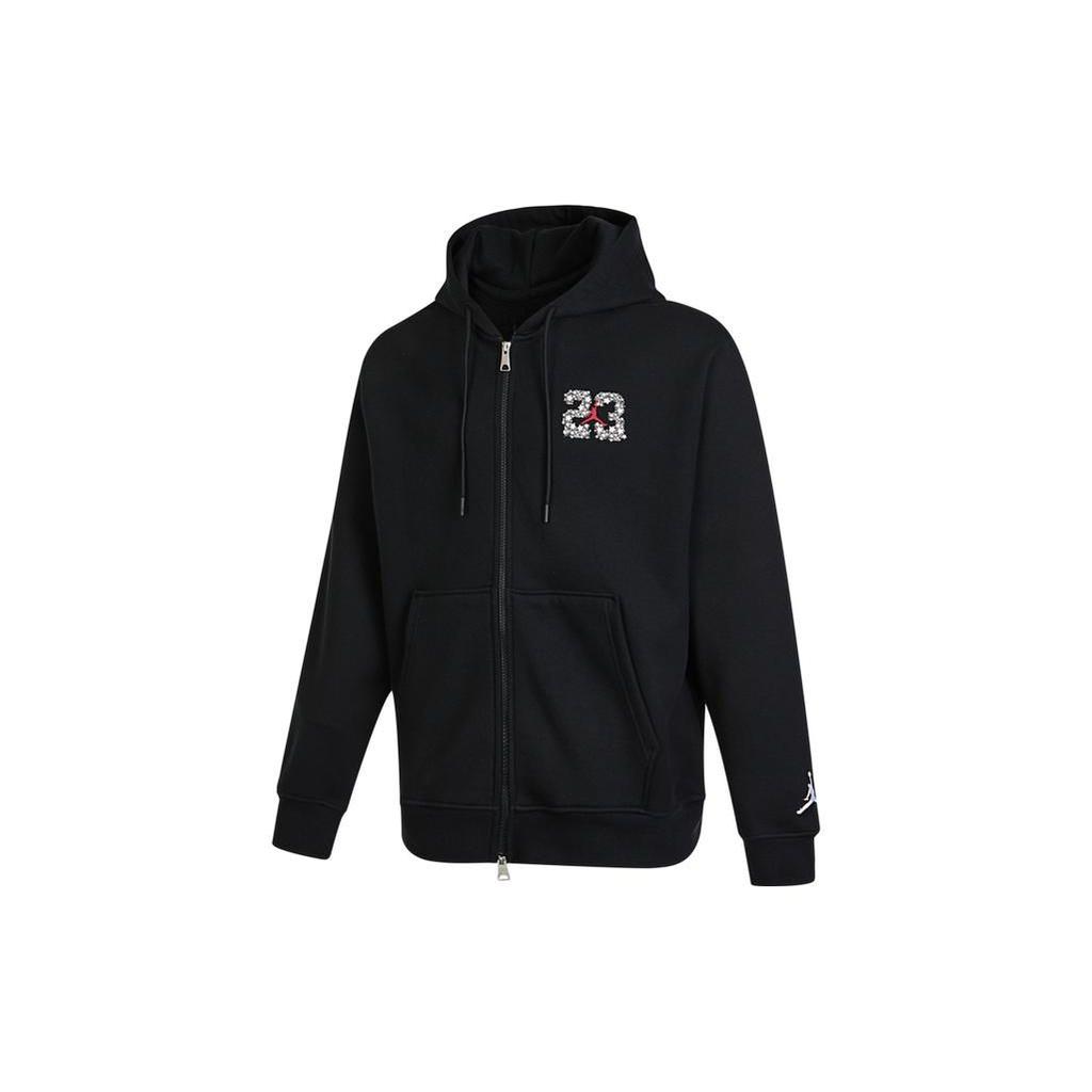 Jordan Solid Logo Print Zip-Up Jacket Men Outerwear Black DR6424-010