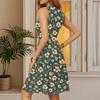 Женское платье с V-образным вырезом, без рукавов, повседневное, с цветочным принтом, плиссированное платье