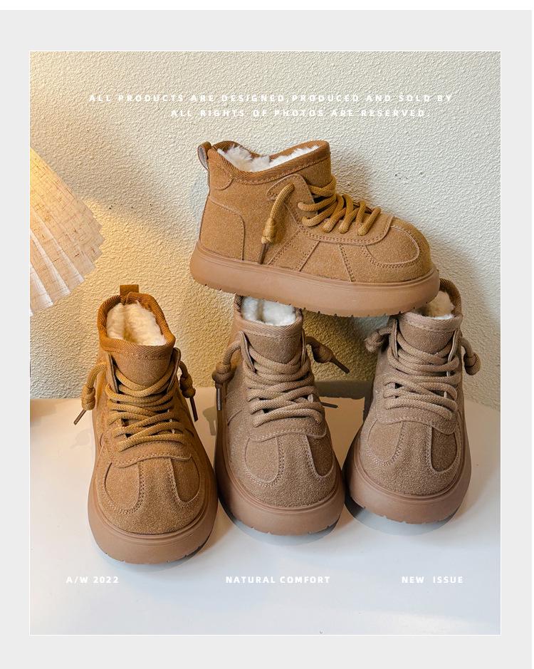 2025 Зимние плюшевые утепленные детские сноубутсы - Теплые, Универсальные, Нескользящие, Хлопковые ботинки на мягкой подошве