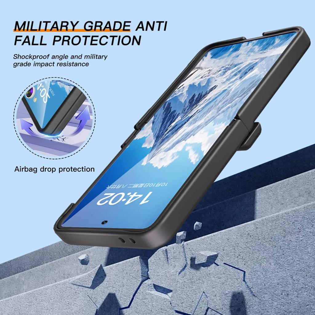 Чехол для Samsung Galaxy Z Flip 7 со встроенной защитой экрана, подставкой, защитой шарнира, тонкий ударопрочный чехол из жесткого поликарбоната