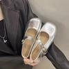 French Gentle Flat-soled Single Shoes Women's 2025 Summer New Shallow Mouth Mary Jane Women's Shoes Popular Two Wear Soft-soled Small Leather Shoes