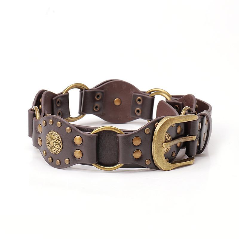 Western Cowboy Style Wide Belt For Women With Vintage Faux Leather And Metal Buckle For Fashionable Outfits