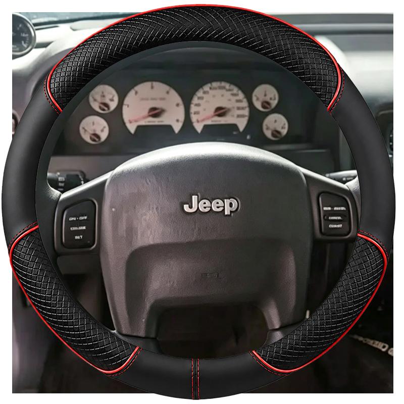 Стилизованная черная коровья кожаная накладка на руль автомобиля для Jeep Grand Cherokee, ручная прошивка, обертка на руль из кожи наппа