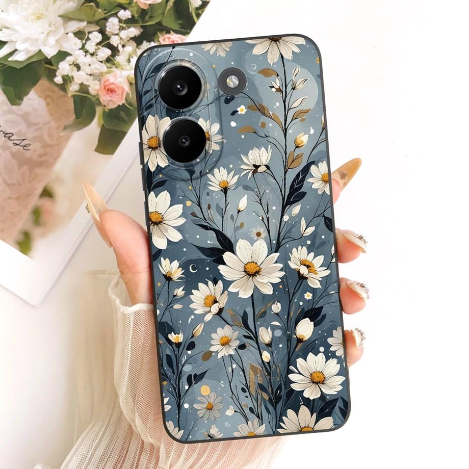 Soft Silicone Funda For Xiaomi Poco X8 Pro Max Redmi Turbo 5 Max Phone Case Vintage Starry Cherry Bow Printed Daisy Bumper