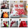 Rose Bedding 3D Printing Flower Down Quilt Cover and Pillowcase Bedroom Bedding Set with Zipper Washable Home Decoration