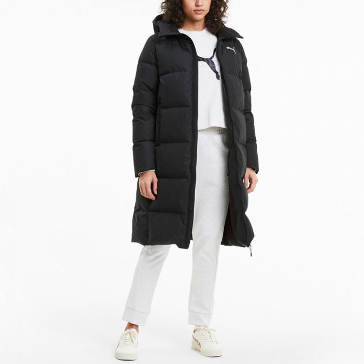 Puma Женская куртка-пуховик с длинным рукавом и логотипом на молнии с капюшоном, черная 585107-01