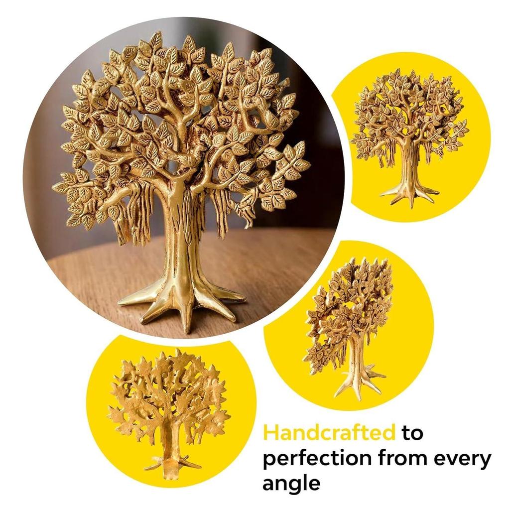 Tree Showpiece (8.6 Inches) Trees of Life - Home Decor - Gift for Good Luck Vastu and Fengshui - Best In Living Room Table with Antique Polish