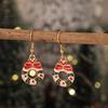 New Christmas Drip Oil Stud Earrings: Red & Green Tree, Snowman, Boots, Bells – Cute Cartoon Jewelry