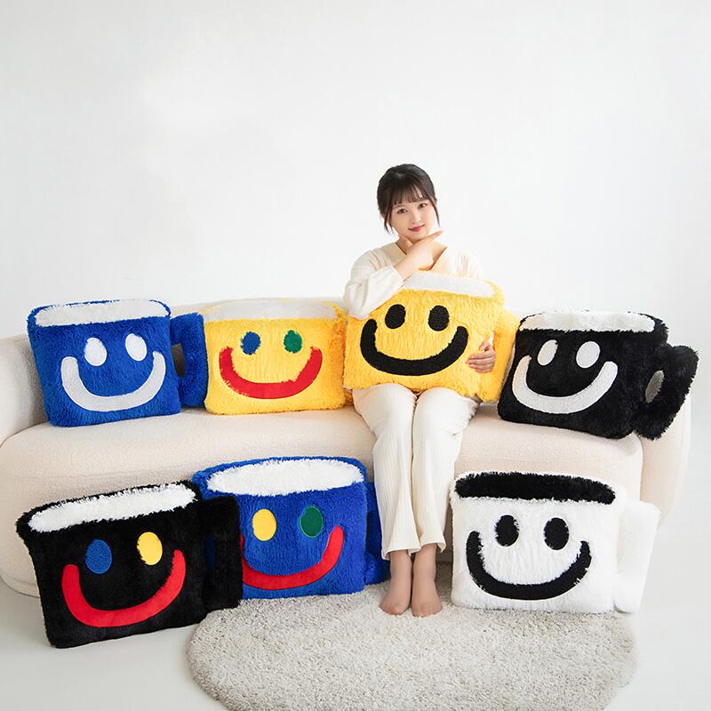 Плюшевая подушка в виде кофейной чашки Smile, мягкая игрушка, забавная кукла в форме молочного чая, диванная подушка, креативный декор комнаты, подарок на день рождения