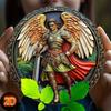 2d Flat 20*20cm, Angel Warrior Decorative Wooden Sign, Traditional Style Mythical Hero Wall Hanging Plaque for Home, Kitchen, Garden, Bedroom