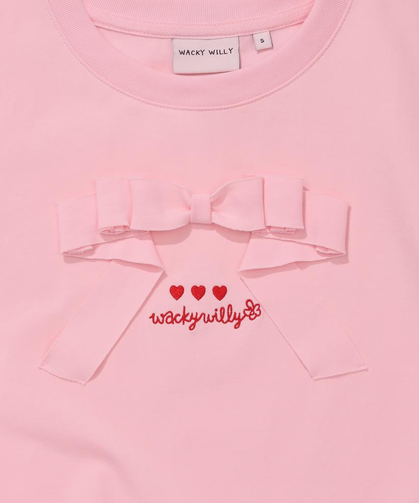 WACKY WILLY [Lo.Fl] Women'S Ribbon Short Sleeve T-Shirt Pink