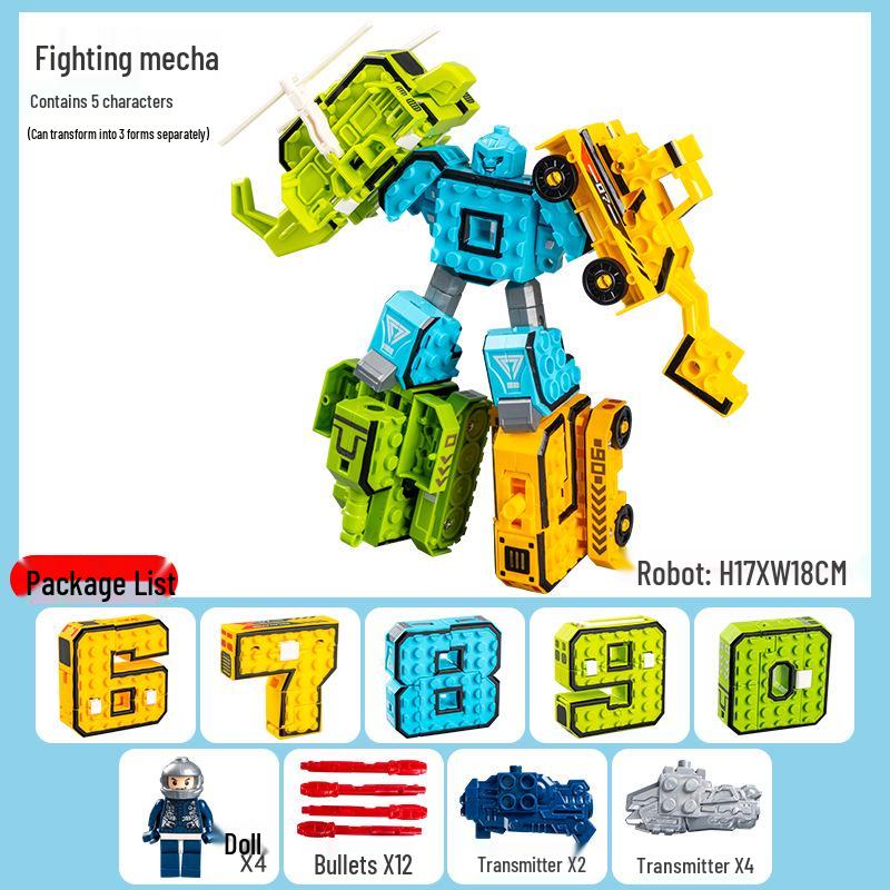 Large Kids' Number Symbol Transforming Robot Car Toy Set
