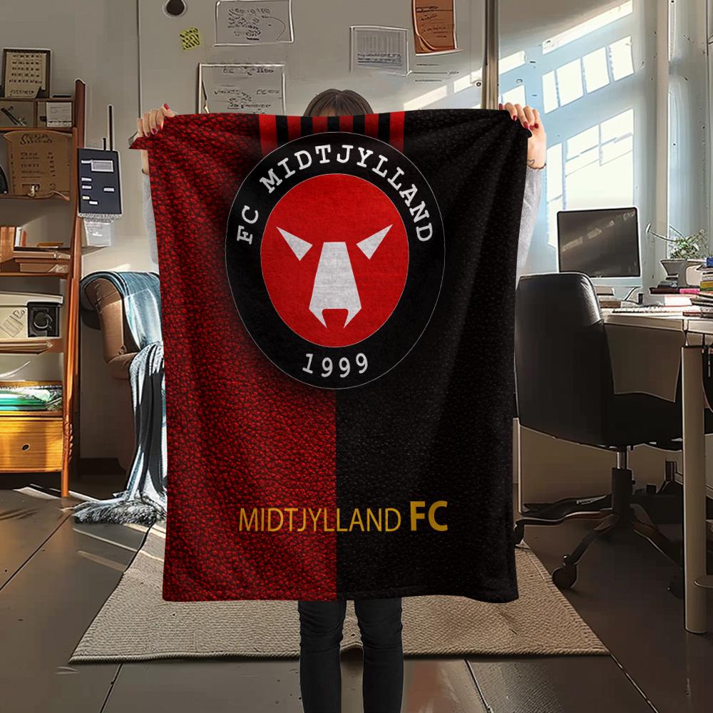 FC Midtjylland Print Flannel Blanket, High quality Comfortable for All Seasons, Home Decor, Warmth and Comfort