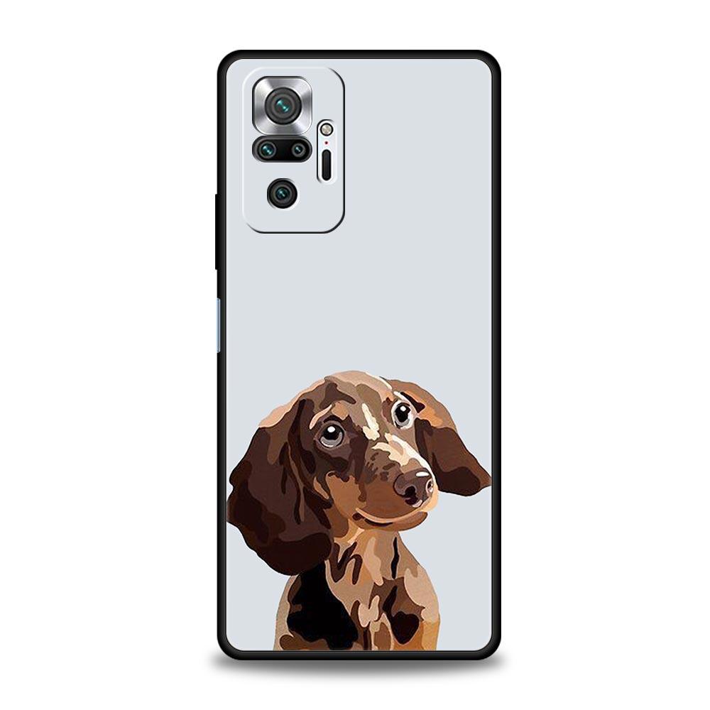 Чехол для телефона Такса Собака-сосиска Для Xiaomi Redmi Note 14 13 5G 10 11 12 Pro Plus 4G 14C 13C 12C 10C Черный