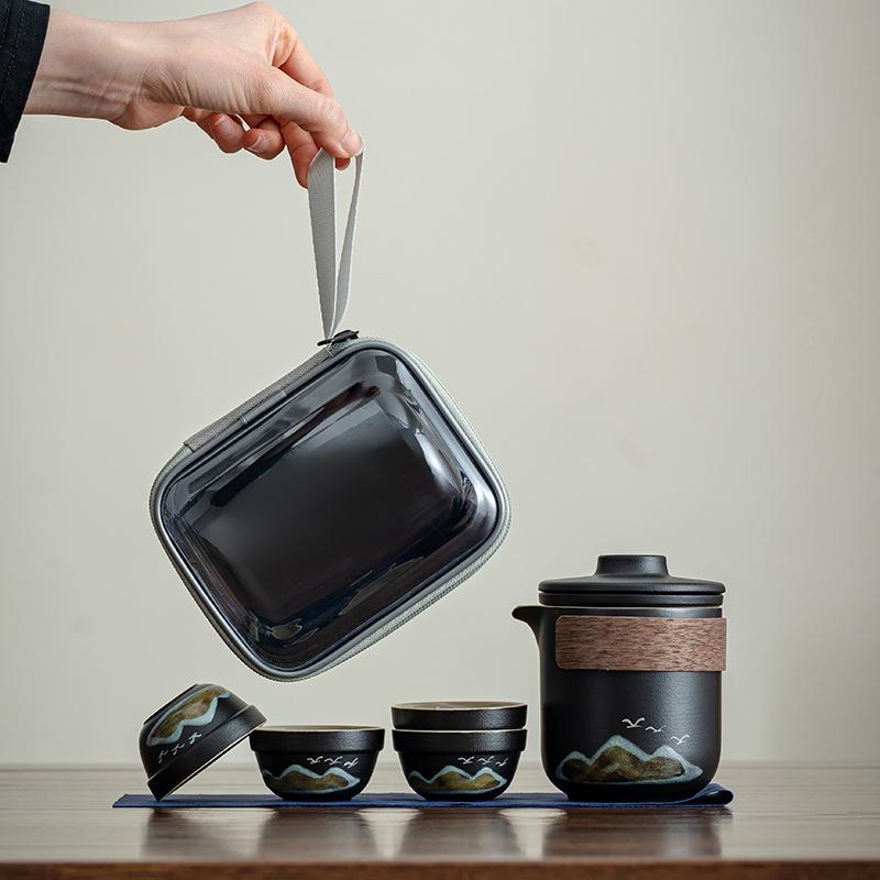 Light luxury merchandise Aoyama Flying Bird Hand Grab Pot Tea Set Souvenir Business Small Gifts Kuaike Cup
