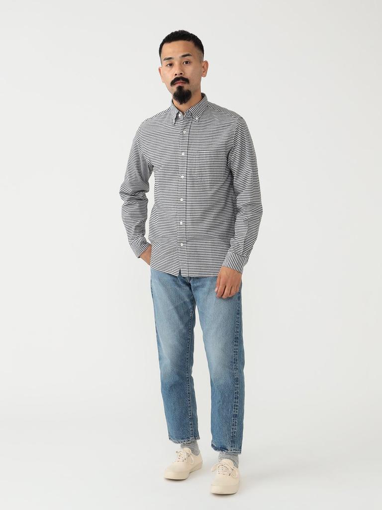 Рубашка Oxford Gingham Check Shirt Button Down Shirt BLACK S 38110077139 [Beams Plus] L/S Мужская