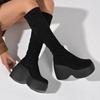 Shoes for Women 2024 Hot Sale Slip-on Women's Boots Fashion Solid Modern Boots Women New Plus Size Round Toe Knee-High Boots
